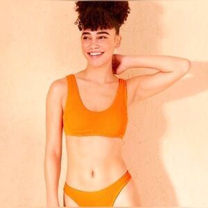 Wild Fable Bright Orange Textured Scoop Front Top and Low Rise Cheeky Bottom Set